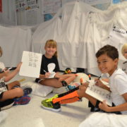 2nd grade students working on black and white day