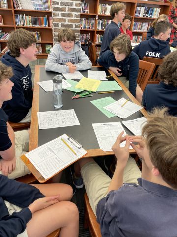 Charleston Day students collaborate during a writing workshop